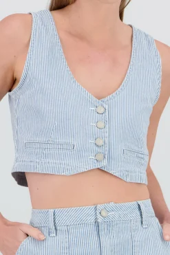 Shasa Denim Striped Top