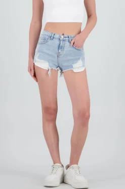 Shasa Distressed denim short with pockets
