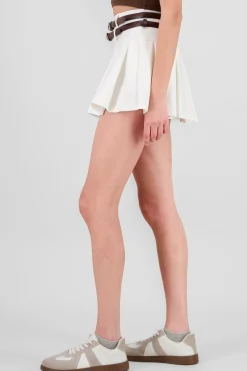 Shasa Double Belt Pleated Skirt