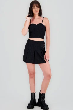Shasa Double Buckle Detail Mini Skirt