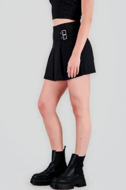 Shasa Double Buckle Detail Mini Skirt