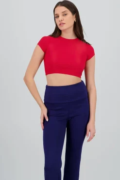 Shasa Double Layer Short Sleeve Crop Top