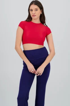 Shasa Double Layer Short Sleeve Crop Top