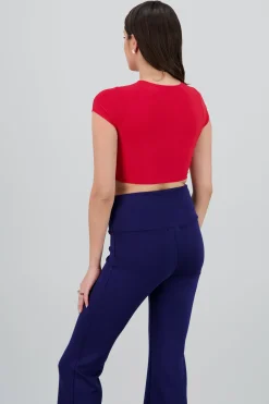 Shasa Double Layer Short Sleeve Crop Top