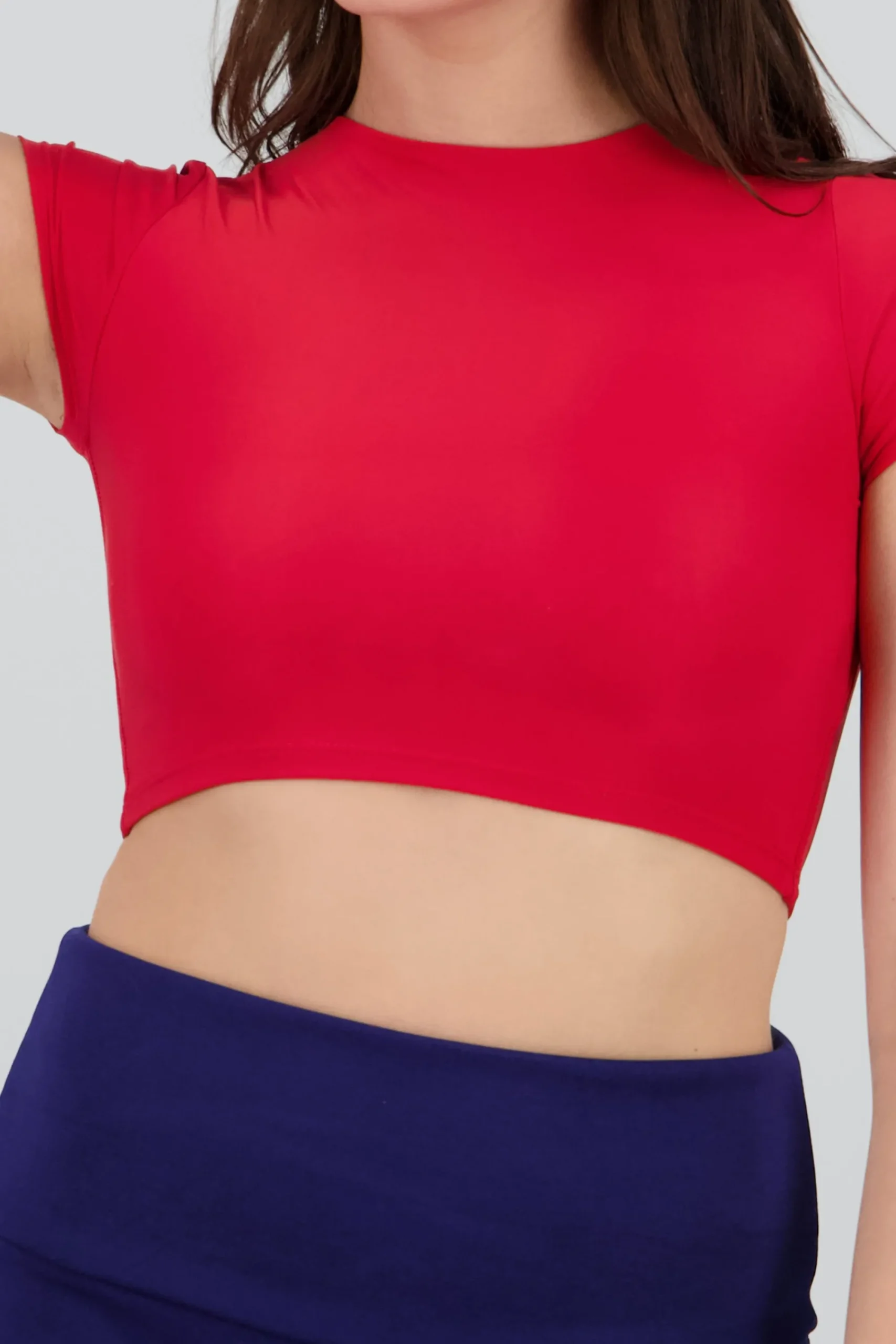 Shasa Double Layer Short Sleeve Crop Top