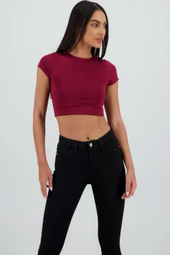 Shasa Double Layer Short Sleeve Crop Top