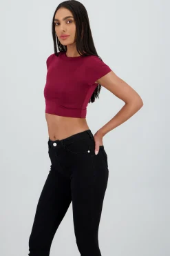 Shasa Double Layer Short Sleeve Crop Top