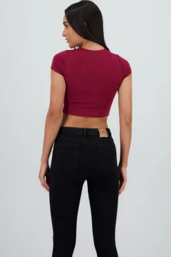 Shasa Double Layer Short Sleeve Crop Top