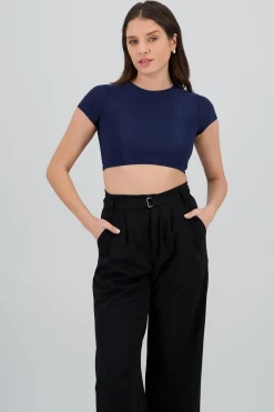 Shasa Double Layer Short Sleeve Crop Top