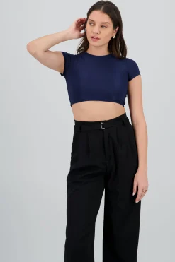 Shasa Double Layer Short Sleeve Crop Top