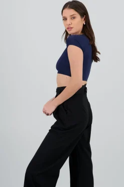 Shasa Double Layer Short Sleeve Crop Top