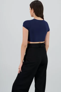 Shasa Double Layer Short Sleeve Crop Top