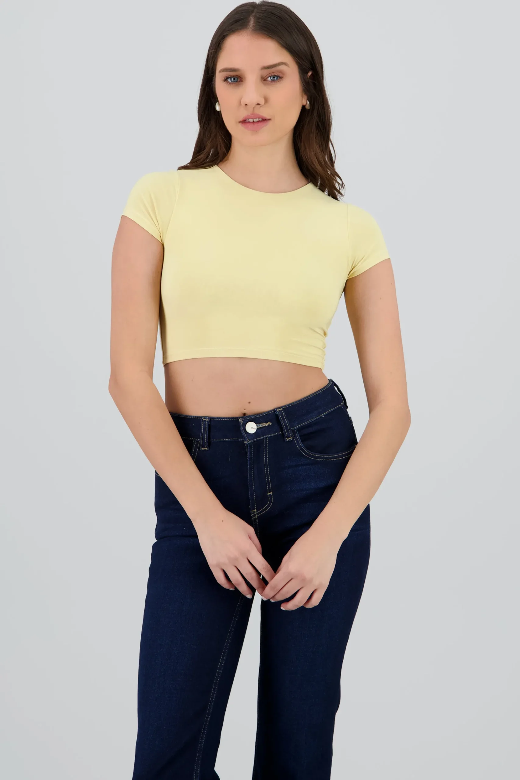 Shasa Double Layer Short Sleeve Crop Top