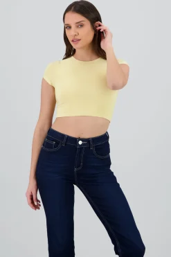 Shasa Double Layer Short Sleeve Crop Top