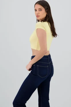 Shasa Double Layer Short Sleeve Crop Top