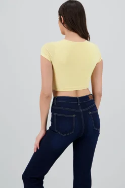 Shasa Double Layer Short Sleeve Crop Top