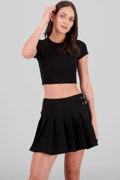 Shasa Double Layer Short Sleeve Crop Top
