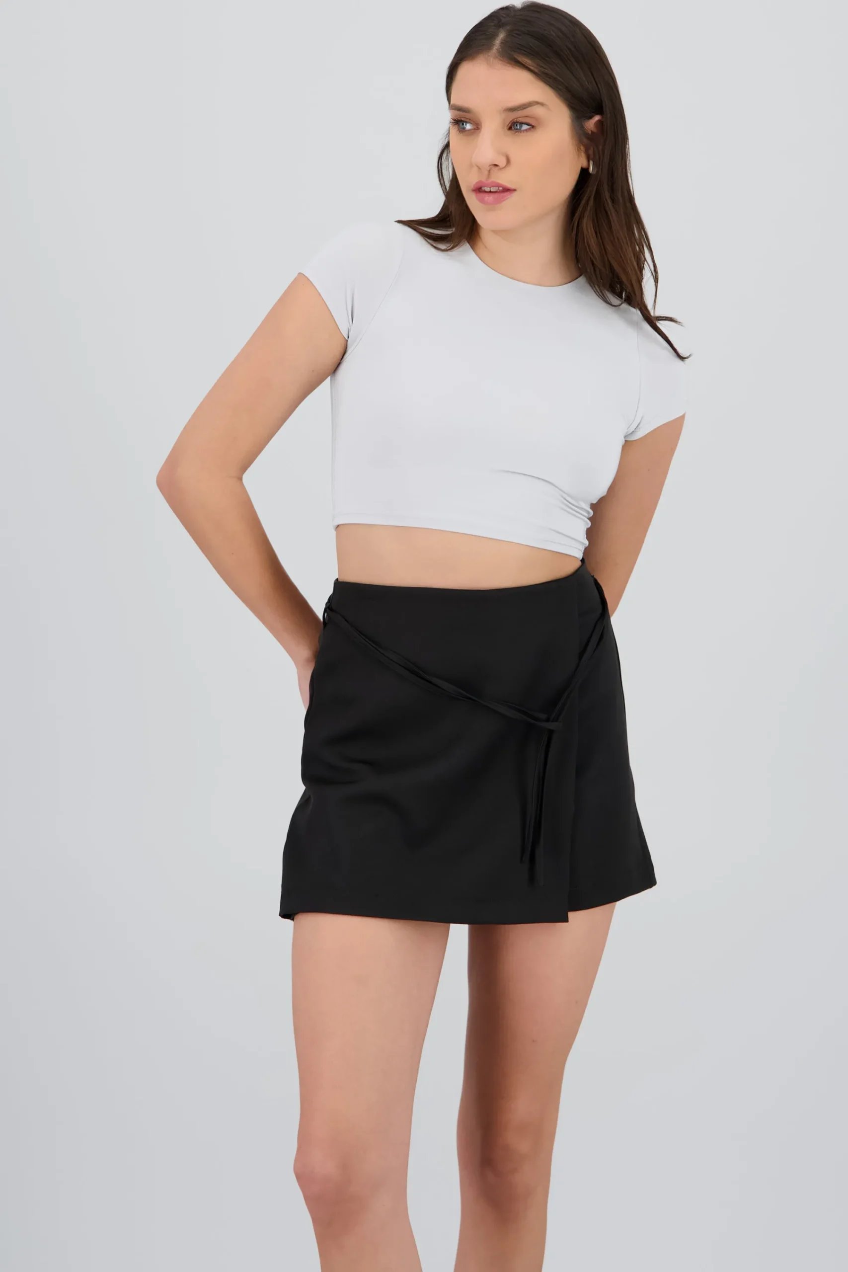 Shasa Double Layer Short Sleeve Crop Top