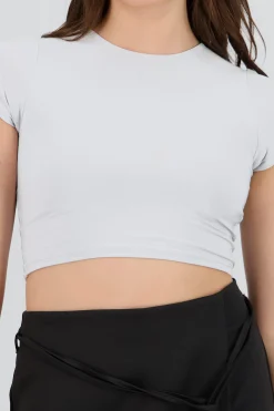 Shasa Double Layer Short Sleeve Crop Top