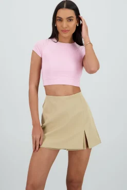 Shasa Double Layer Short Sleeve Crop Top