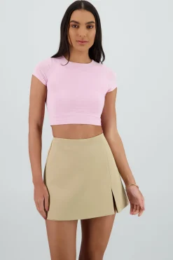 Shasa Double Layer Short Sleeve Crop Top