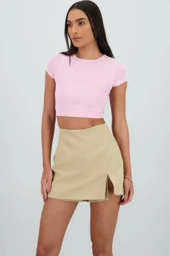 Shasa Double Layer Short Sleeve Crop Top