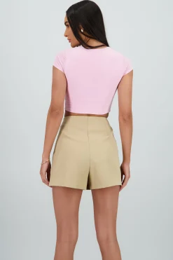 Shasa Double Layer Short Sleeve Crop Top