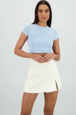 Shasa Double Layer Short Sleeve Crop Top