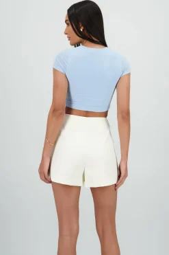 Shasa Double Layer Short Sleeve Crop Top