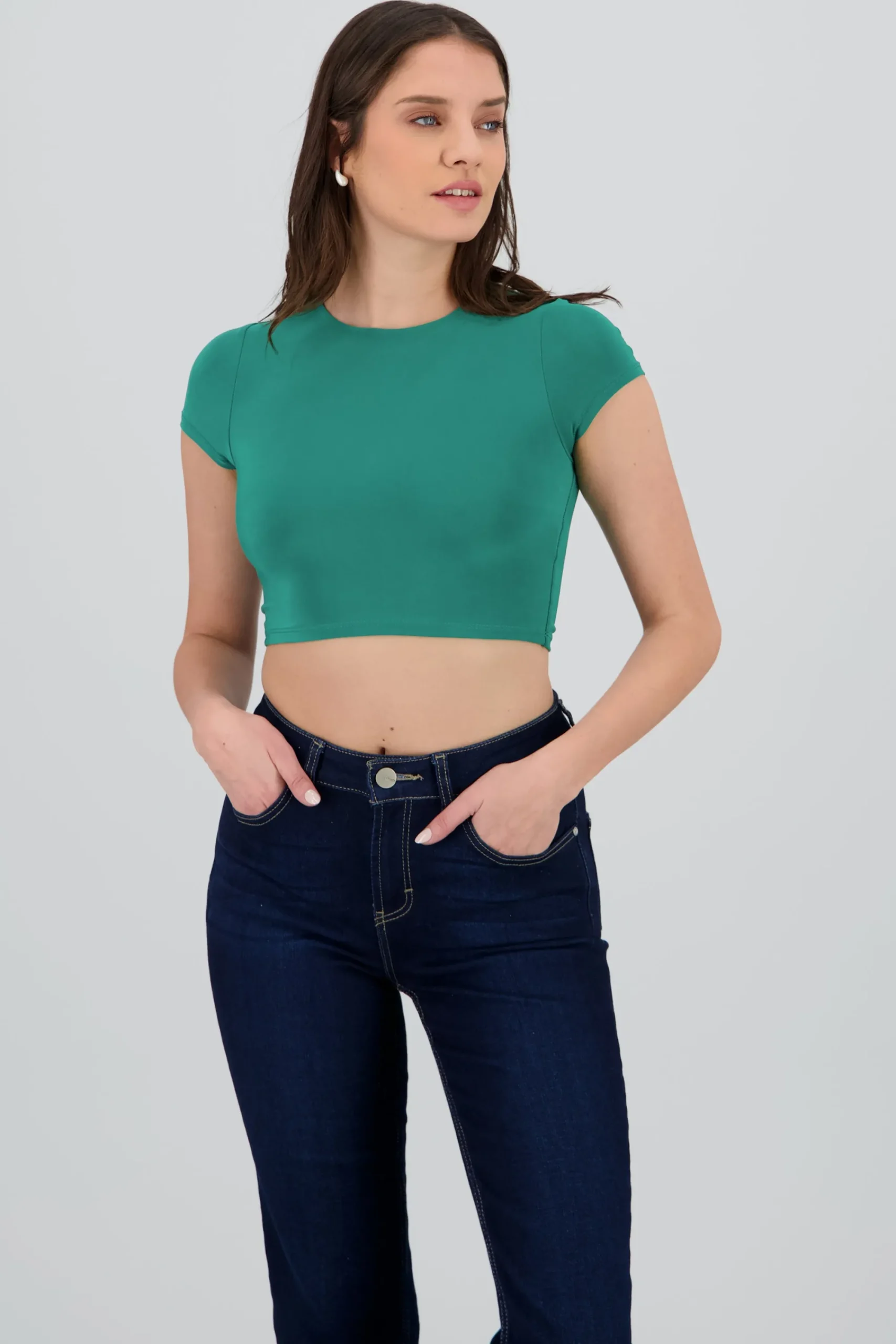 Shasa Double Layer Short Sleeve Crop Top