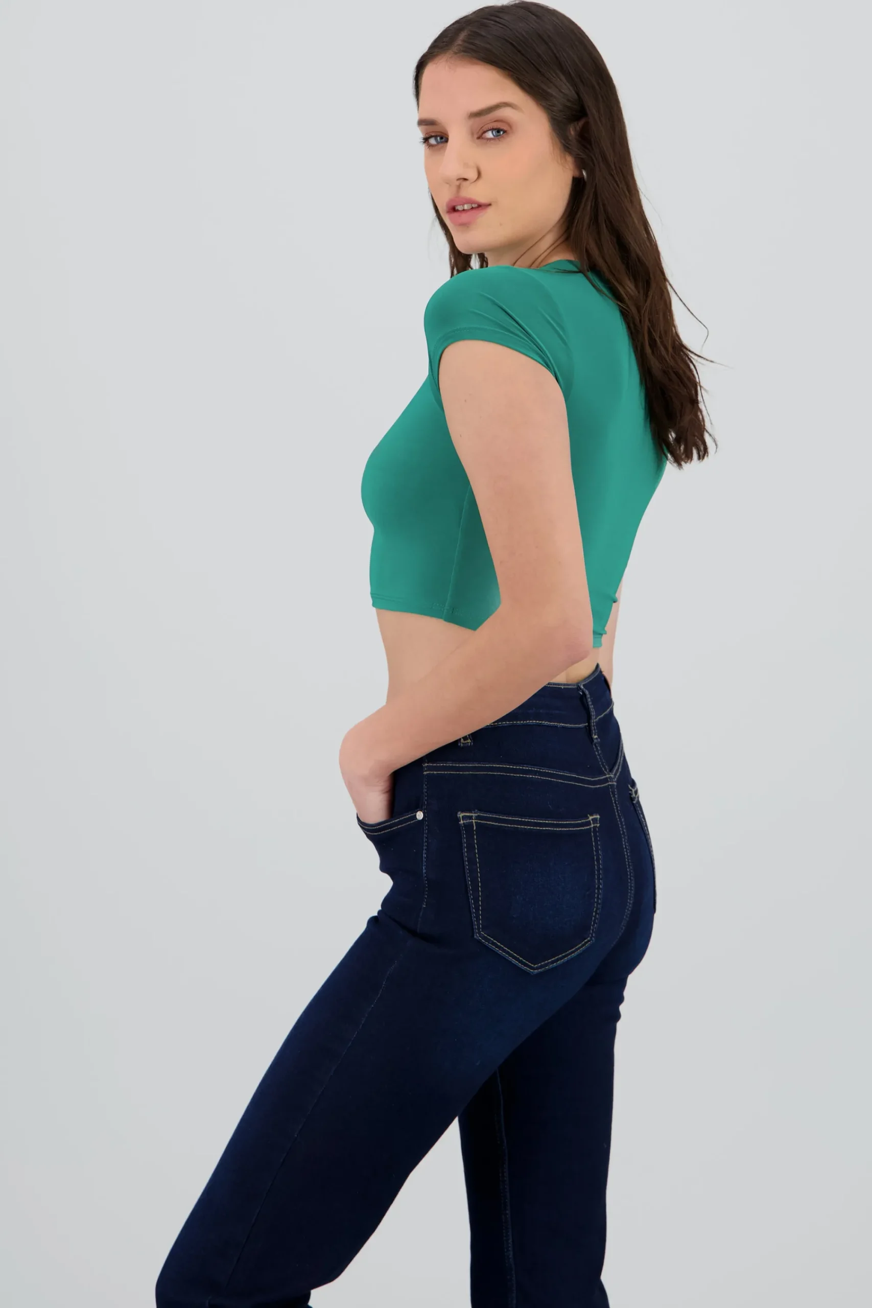 Shasa Double Layer Short Sleeve Crop Top