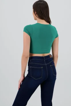 Shasa Double Layer Short Sleeve Crop Top