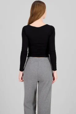 Shasa Double Layer Square Neck Long Sleeve Top