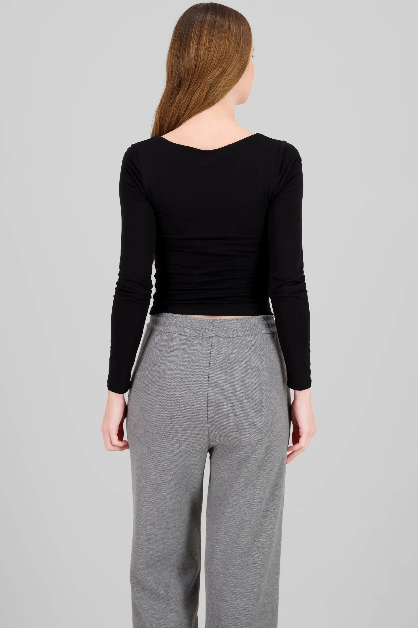 Shasa Double Layer Square Neck Long Sleeve Top