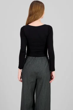 Shasa Double Layer Square Neck Long Sleeve Top