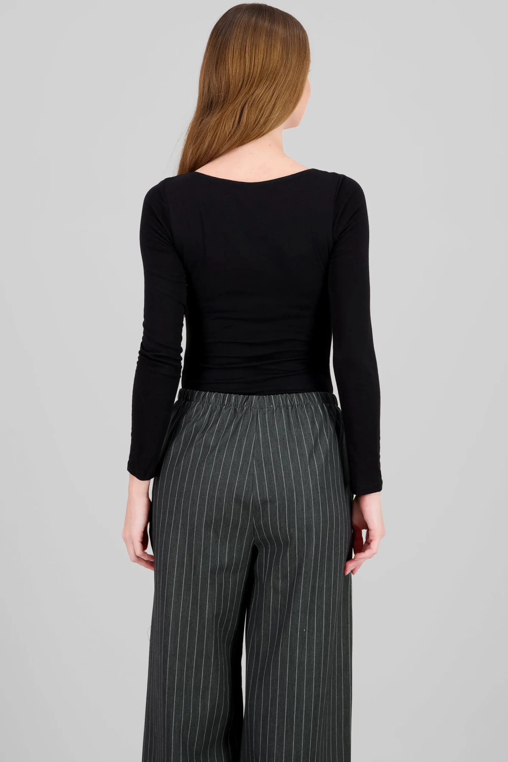 Shasa Double Layer Square Neck Long Sleeve Top