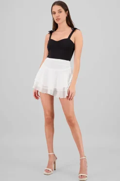Shasa Double Ruffle Chiffon Mini Skirt