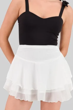 Shasa Double Ruffle Chiffon Mini Skirt