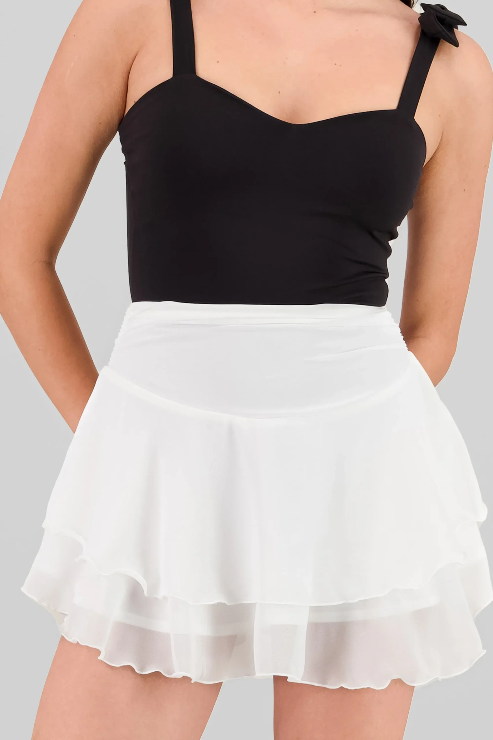 Shasa Double Ruffle Chiffon Mini Skirt