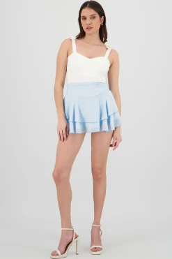 Shasa Double Ruffle Chiffon Mini Skirt