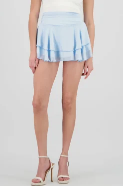 Shasa Double Ruffle Chiffon Mini Skirt