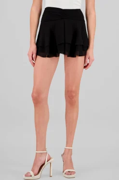 Shasa Double Ruffle Chiffon Mini Skirt