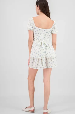 Shasa Double Ruffle Floral Puff Sleeve Dress