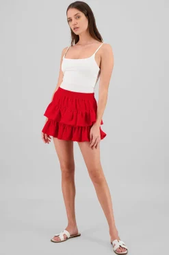 Shasa Double Ruffle Textured Skirt