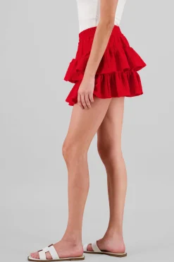Shasa Double Ruffle Textured Skirt