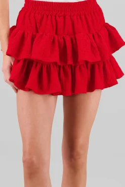 Shasa Double Ruffle Textured Skirt