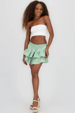 Shasa Double Ruffle Textured Skirt
