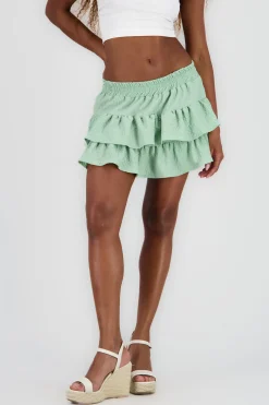 Shasa Double Ruffle Textured Skirt