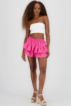 Shasa Double Ruffle Textured Skirt