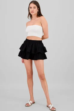 Shasa Double Ruffle Textured Skirt